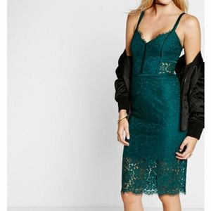 NWT Express~ Green Piped Lace Sheath Dress